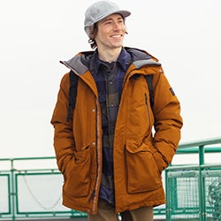 Outdoor Research Ambassador, Micah Evangelista, wears the Stormcraft Down Parka